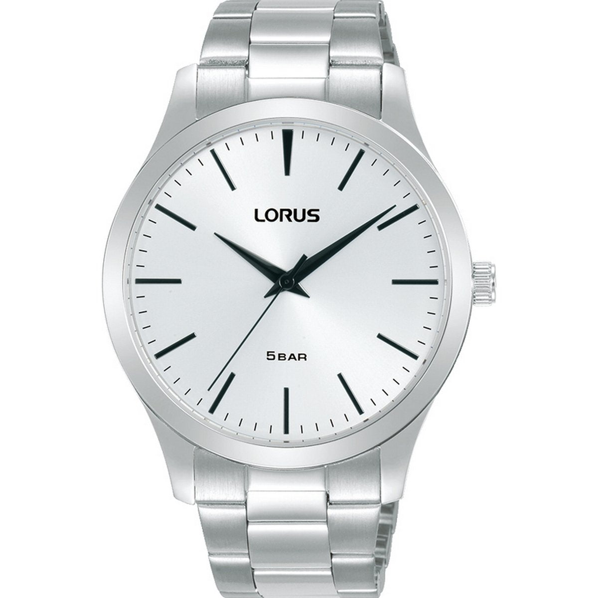 Gents Lorus Stainless Steel With Round Silver Dial With Batons