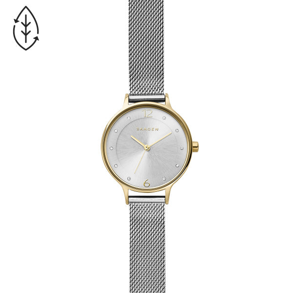 Ladies Mixed Bracelet Mesh Silver Dial Anita Skagen