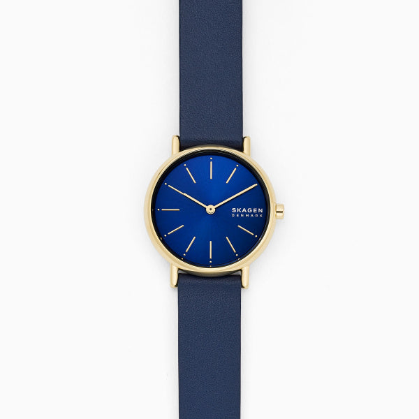 Ladies Rolled Gold Signatur Skagen Blue Strap Watch