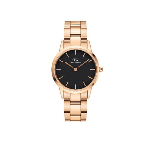 Ladies Rolled Gold Bracelet Iconic Link 32mm Black Dw
