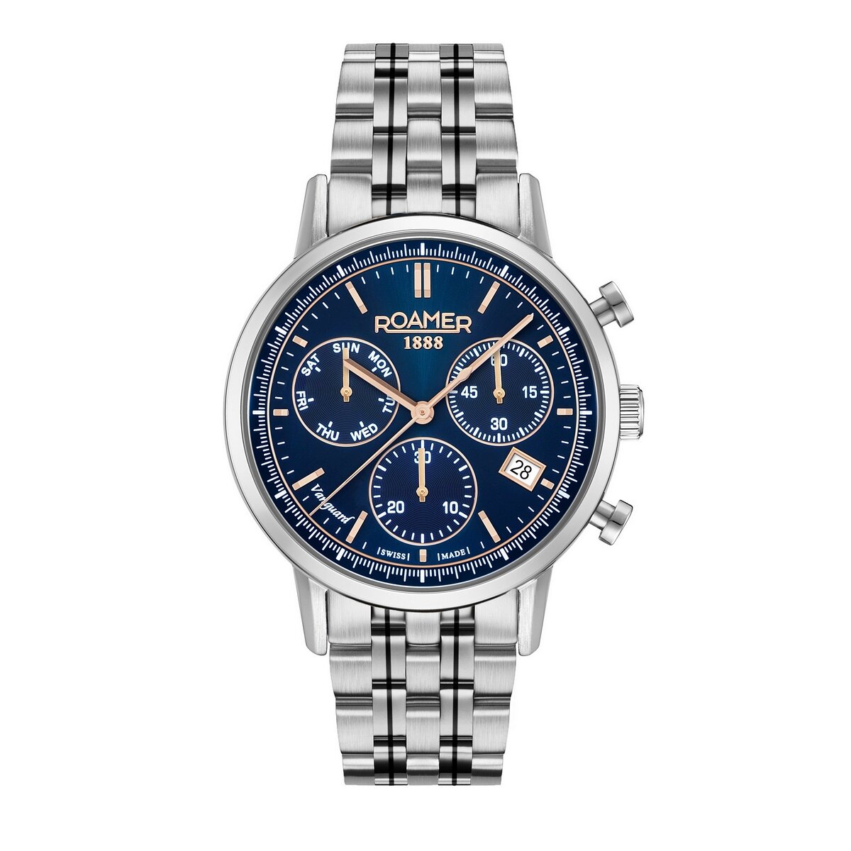 Gents Stainless Steel Bracelet Vanguard Chronograph Blue Roamer