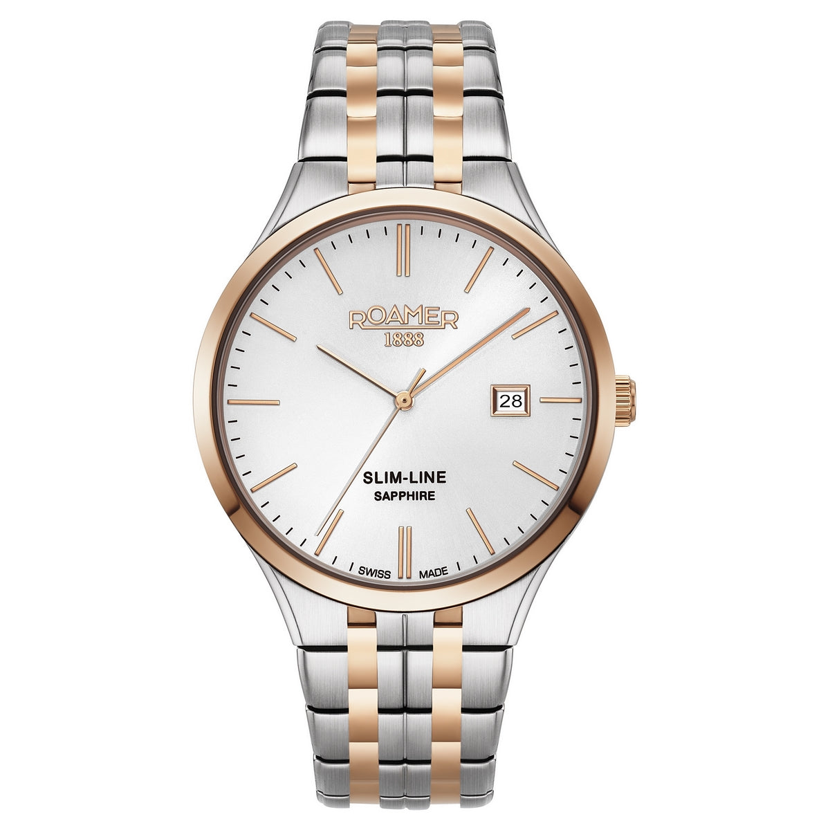 Gents Stainless Steel & Rose Slimline Roamer Watch