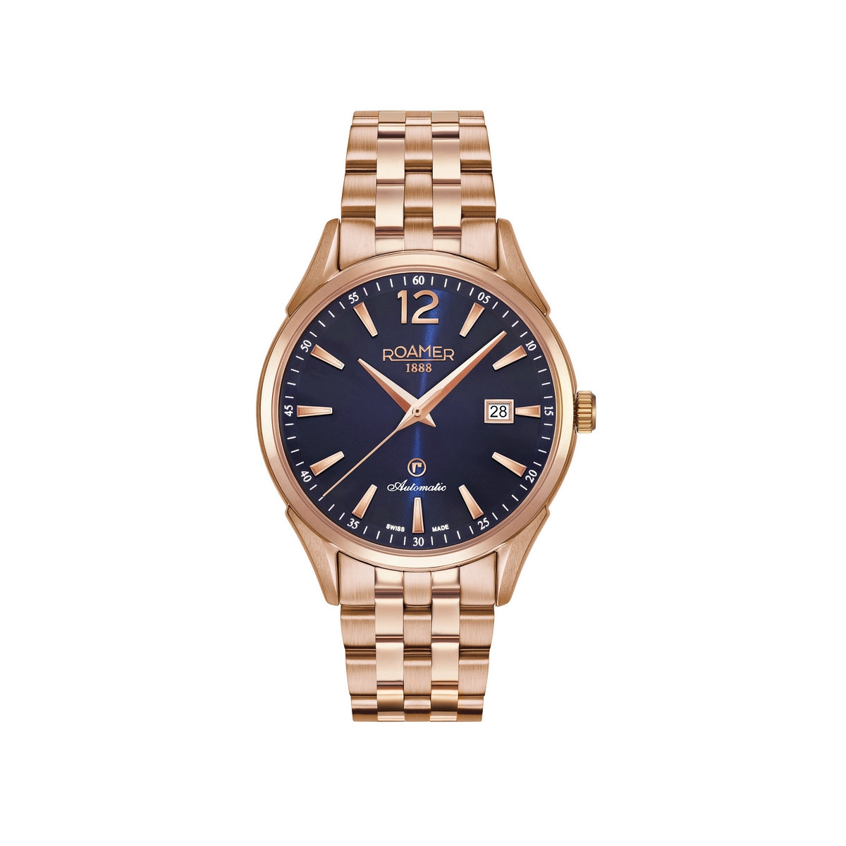Gents Stainless Steel Rose Blue Dial Matic Stp Roamer Watch