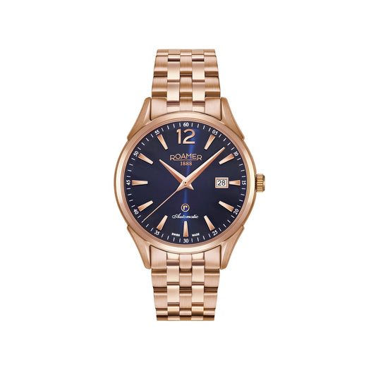 Gents Stainless Steel Rose Blue Dial Matic Stp Roamer Watch