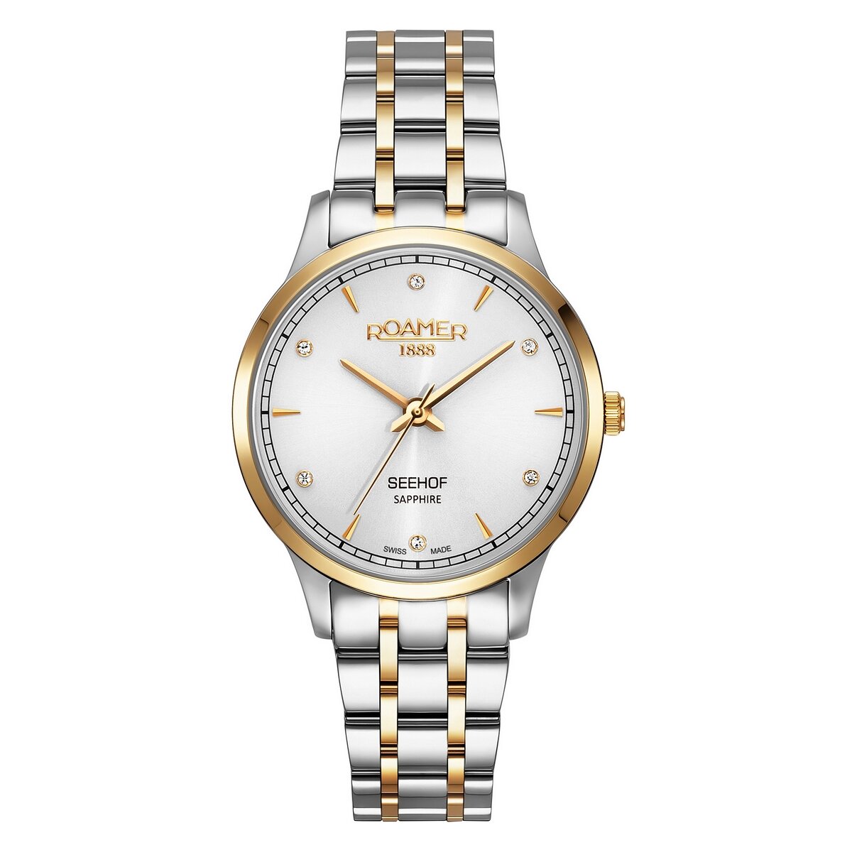 Ladies Mixed Bracelet Seehof White Dial Cubic Zirconia Roamer