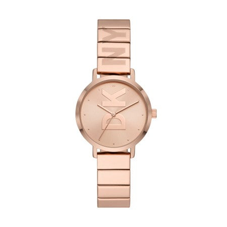 Ladies Rolled Gold DKNY Modernist Logo Watch In Rose