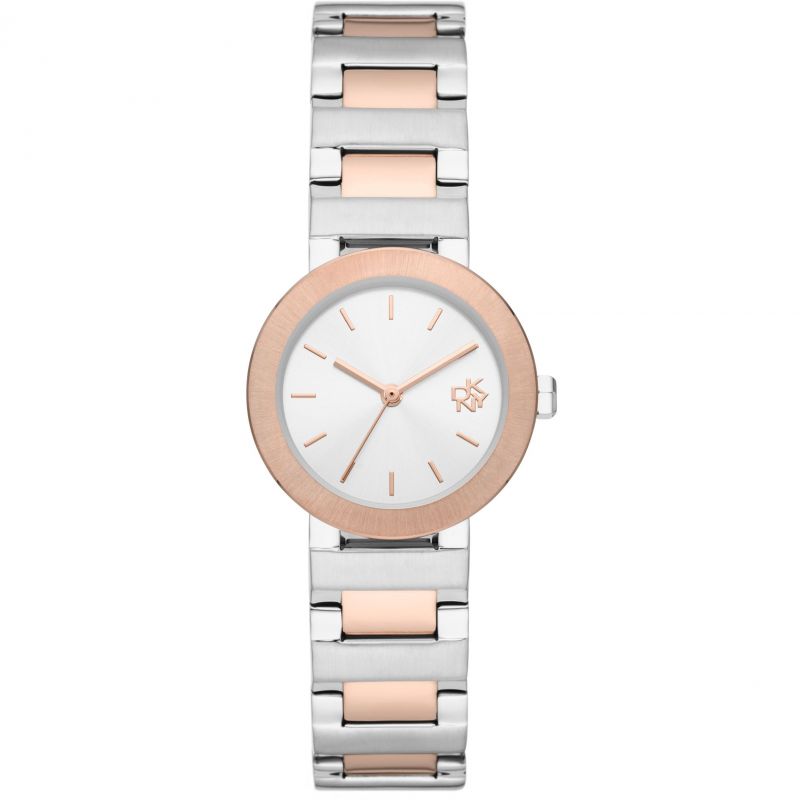 Ladies DKNY Two Tone Round Silver Dial