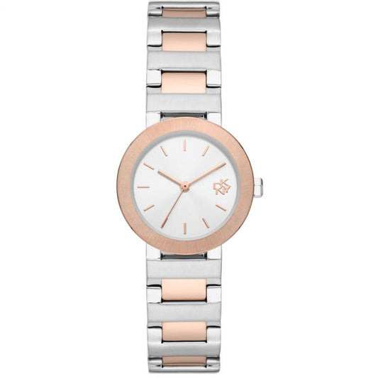 Ladies DKNY Two Tone Round Silver Dial