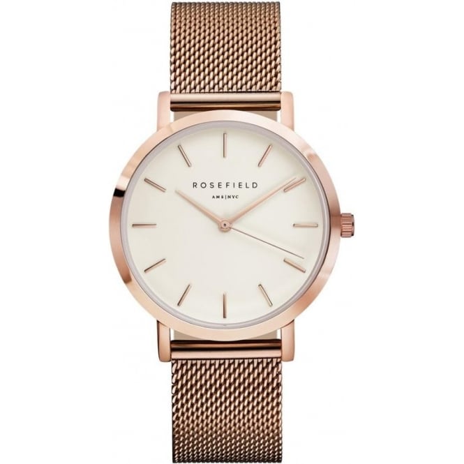 Ladies Rose Gold Mercer Rosefield Mesh Bracelet Watch