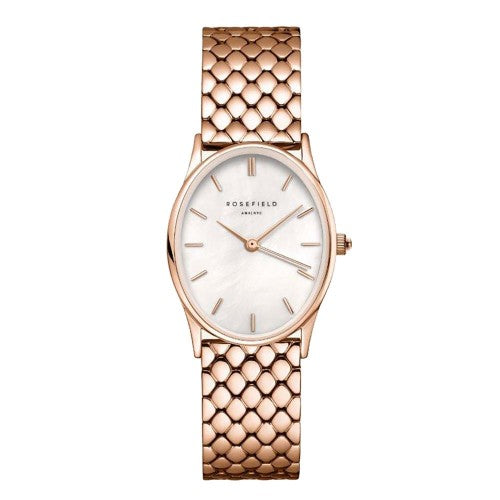 Ladies Rolled Gold Rose Bracelet Oval Mother Of Pearl Rosefield