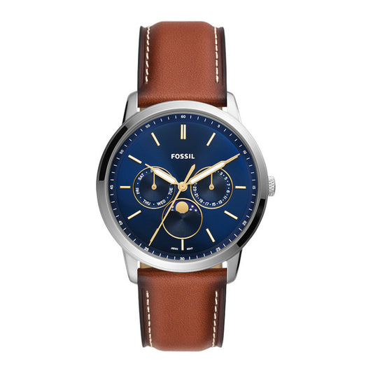 Gents Stainless Steel Fossil Blue Chronograph Watch