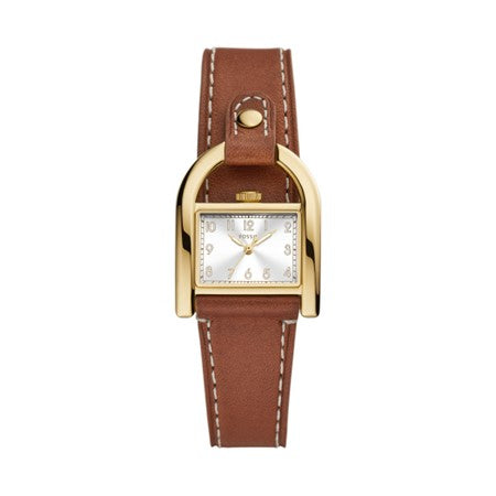 Ladies Fossil Rolled Gold With Brown Leather Strap