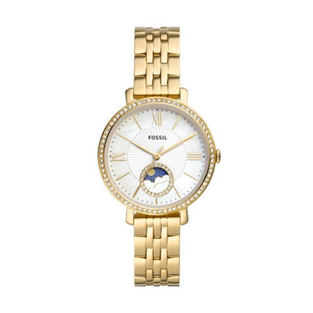 Ladies Fossil Rolled Gold Day And Night Watch With White Dial