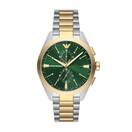 Gents Armani Two Tone Round Green Dial