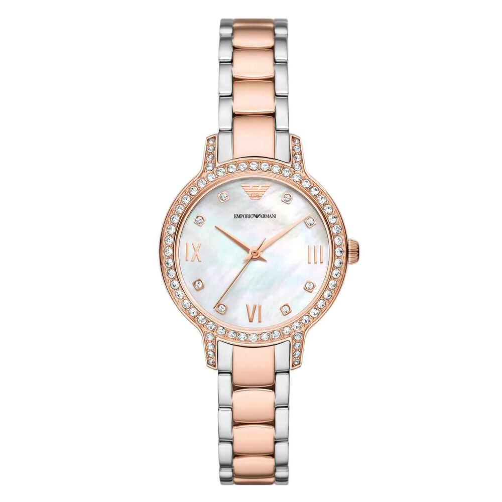 Emporio Armani Two Tone Rose Mother Of Pearl Ladies Watch
