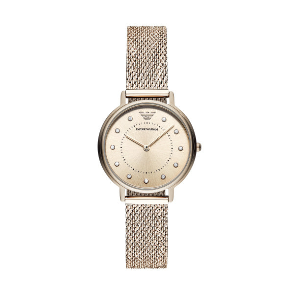 Ladies Rolled Gold Bracelet Armani Watch In Rose