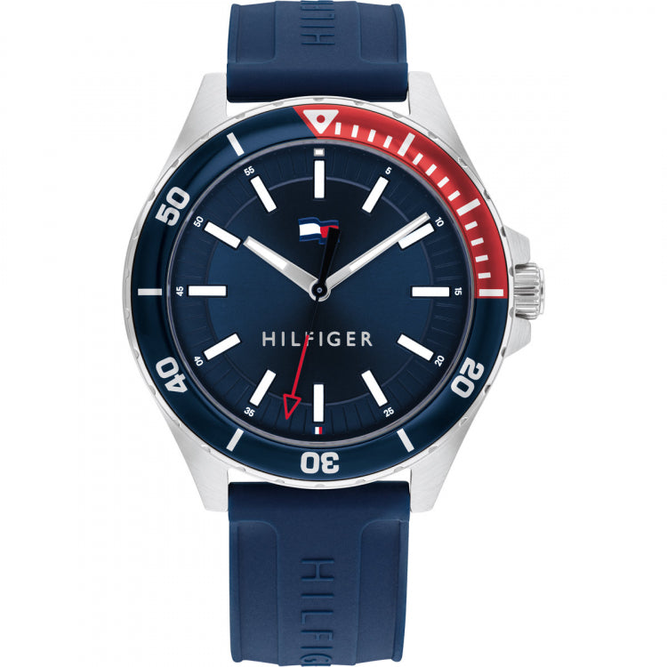 Gents Tommy Hilfiger Blue Dial Silicone Strap Watch