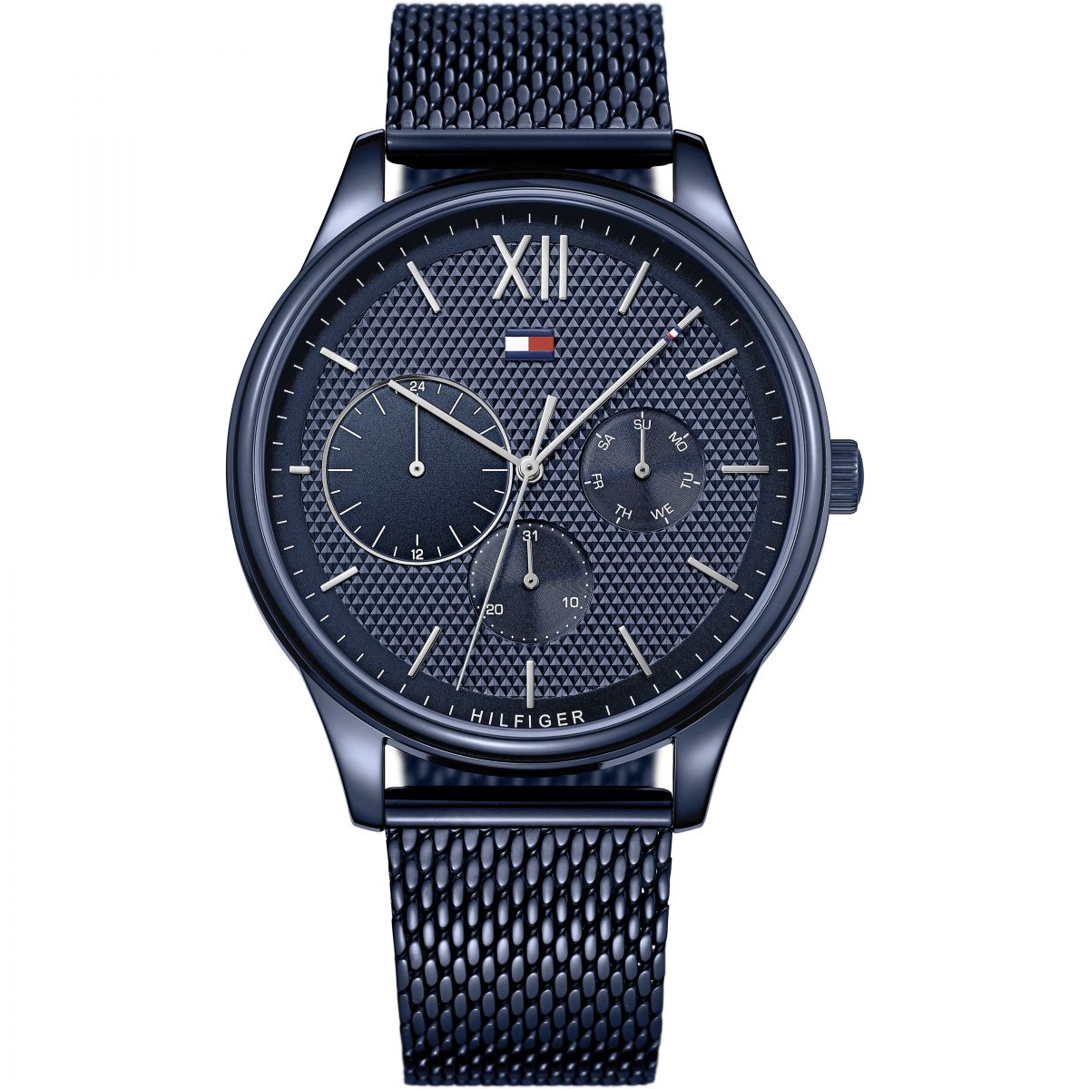 Gents Stainless Steel Blue Mesh Damon Chrono Tommy Hilfiger