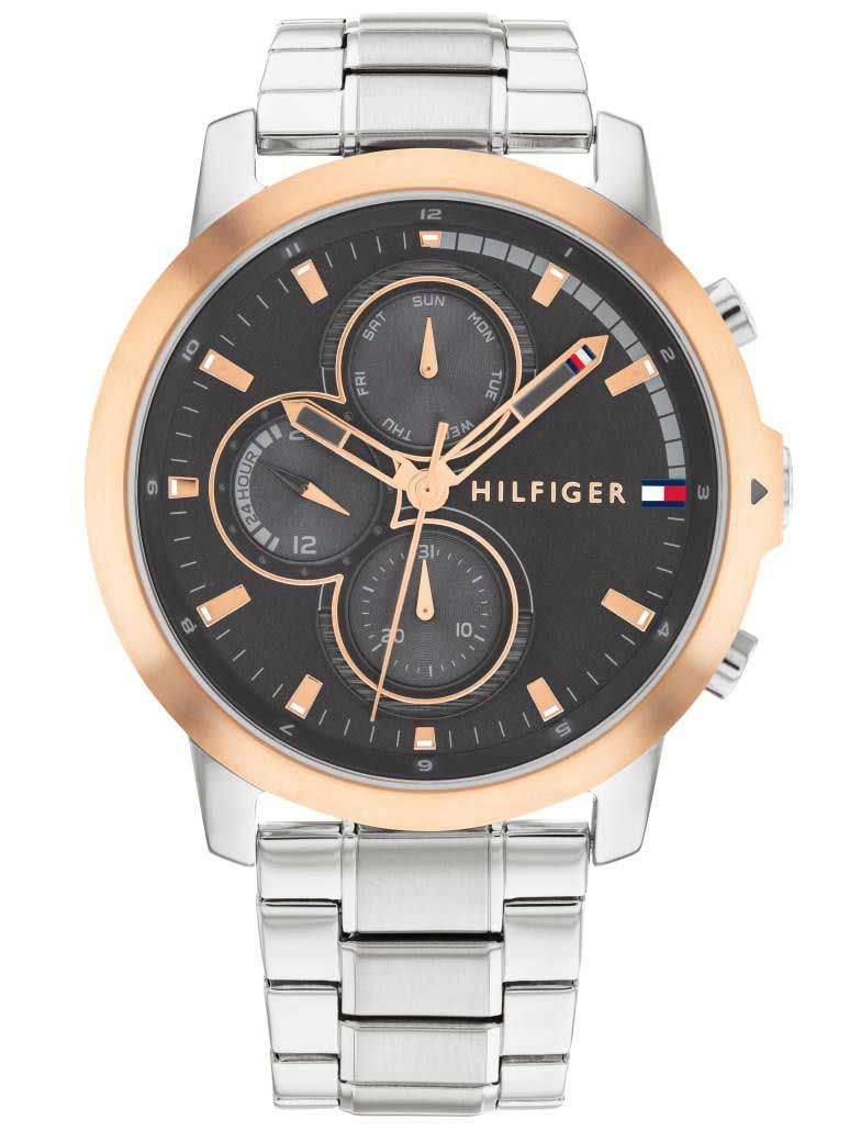 Gents Tommy Hilfiger Two Tone Rose Grey Chronograph Dial Watch