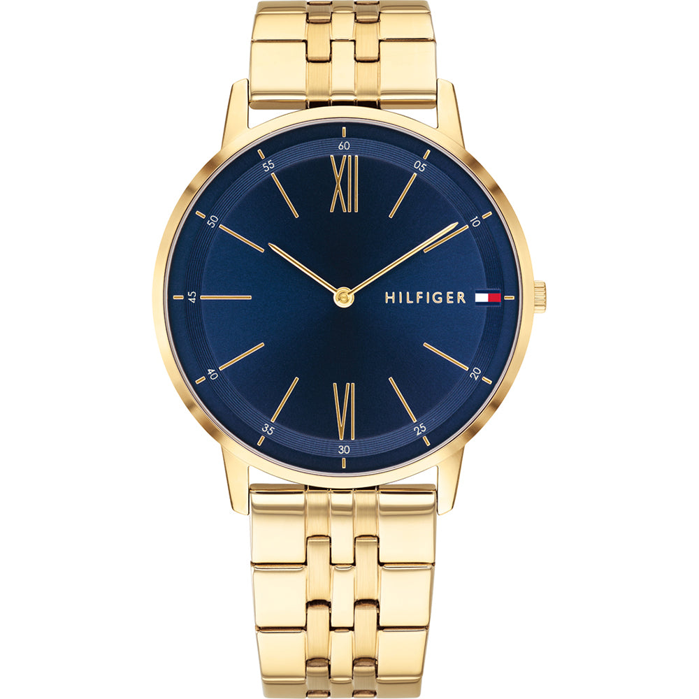 Gents Rolled Gold Bracelet Blue Dial Cooper Tommy Hilfiger