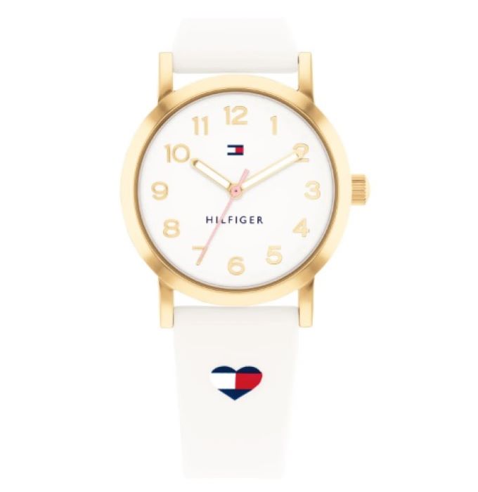 Tommy Hilfiger Rolled Gold White Logo Kids Watch
