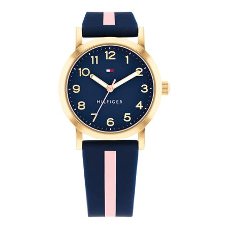 Tommy Hilfiger Rolled Gold Navy And Pink Kids Watch