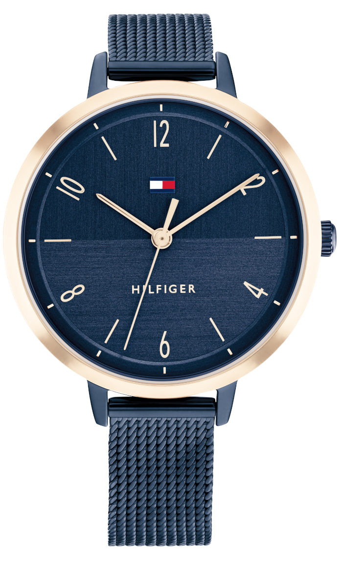 Ladies Tommy Hilfiger Blue And Gold Mesh Watch