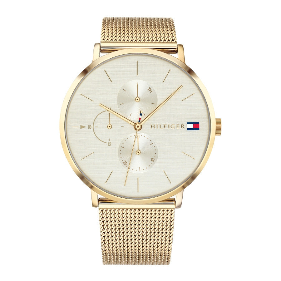 Ladies Rolled Gold Mesh Bracelet Tommy Hilfiger Watch Jenna