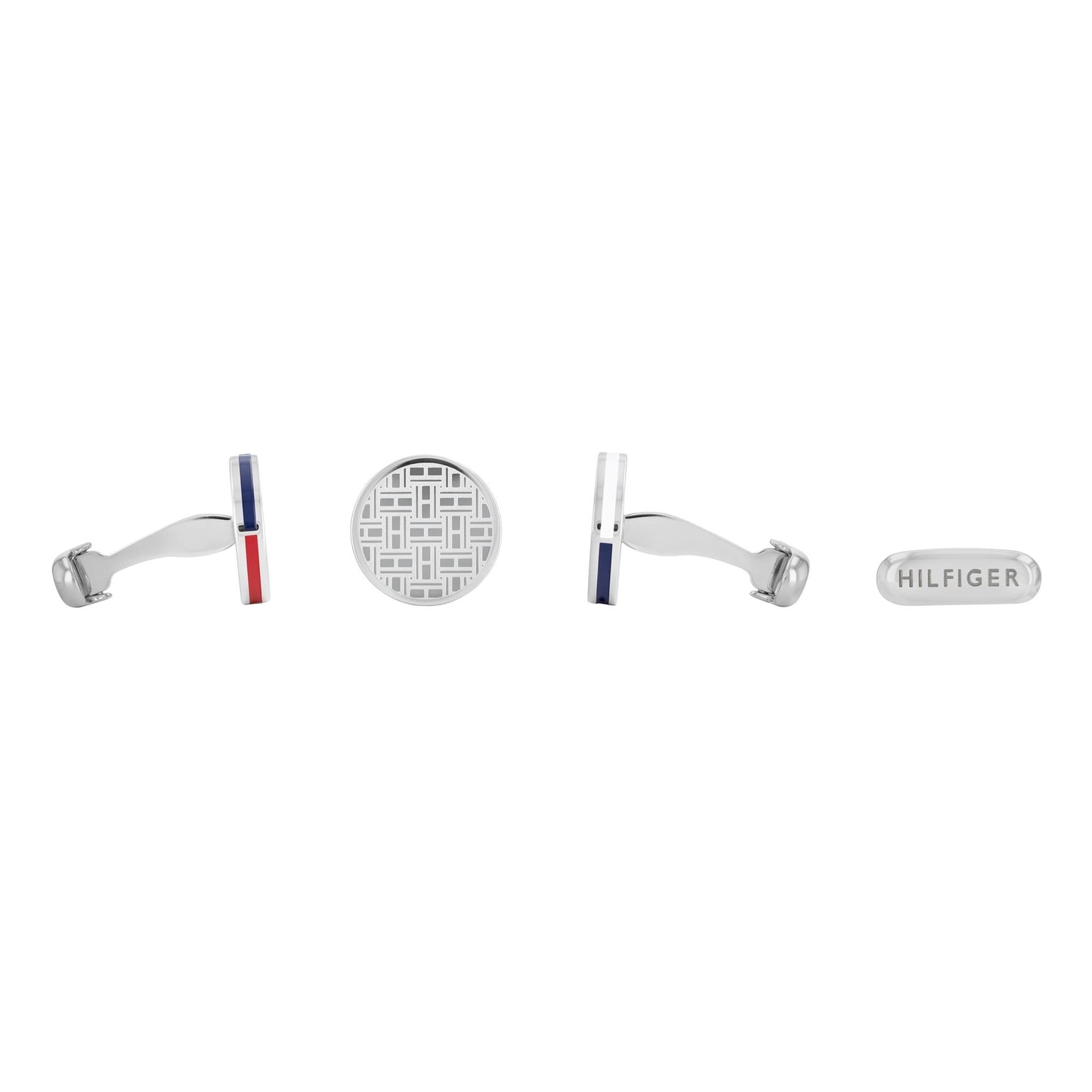 Tommy Hilfiger Silver Plated Stainless Steel Round Cufflinks