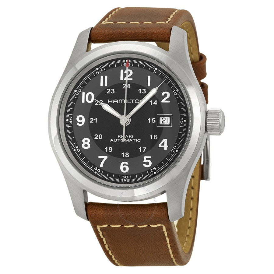 Gents Stainless Steel Brown Strap Khaki Hamilton Watch