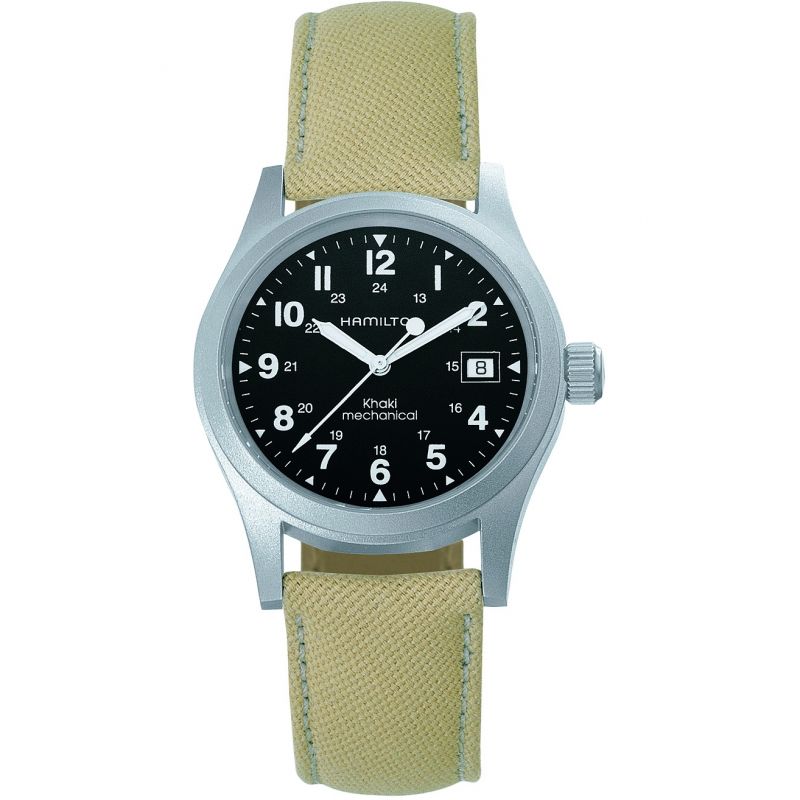 Gents Stainless Steel Strap Black Dial Khaki Hamilton