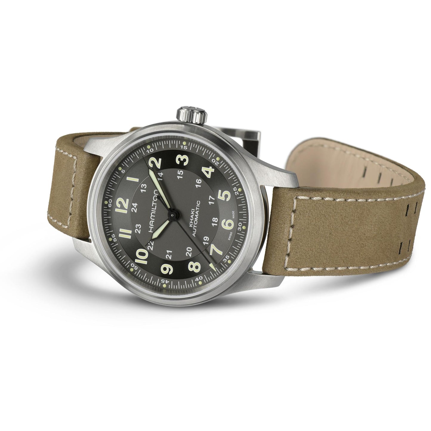 Gents Titanium Brown Strap Khaki Automatic Hamilton