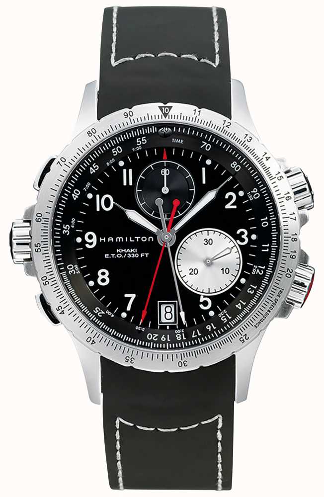 Gents Steel Black Strap Khaki Aviation Eto Chrono Hamilton