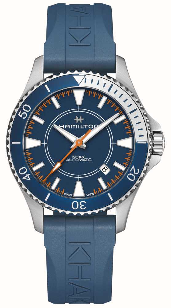 Gents Hamilton Khaki Navy Scuba Watch With Blue Silicone Strap