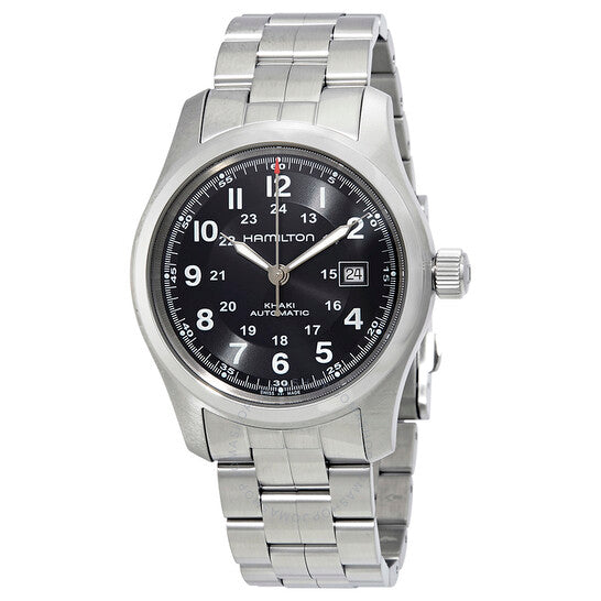 Gents Steel Bracelet Black Dial Khaki Automatic Hamilton