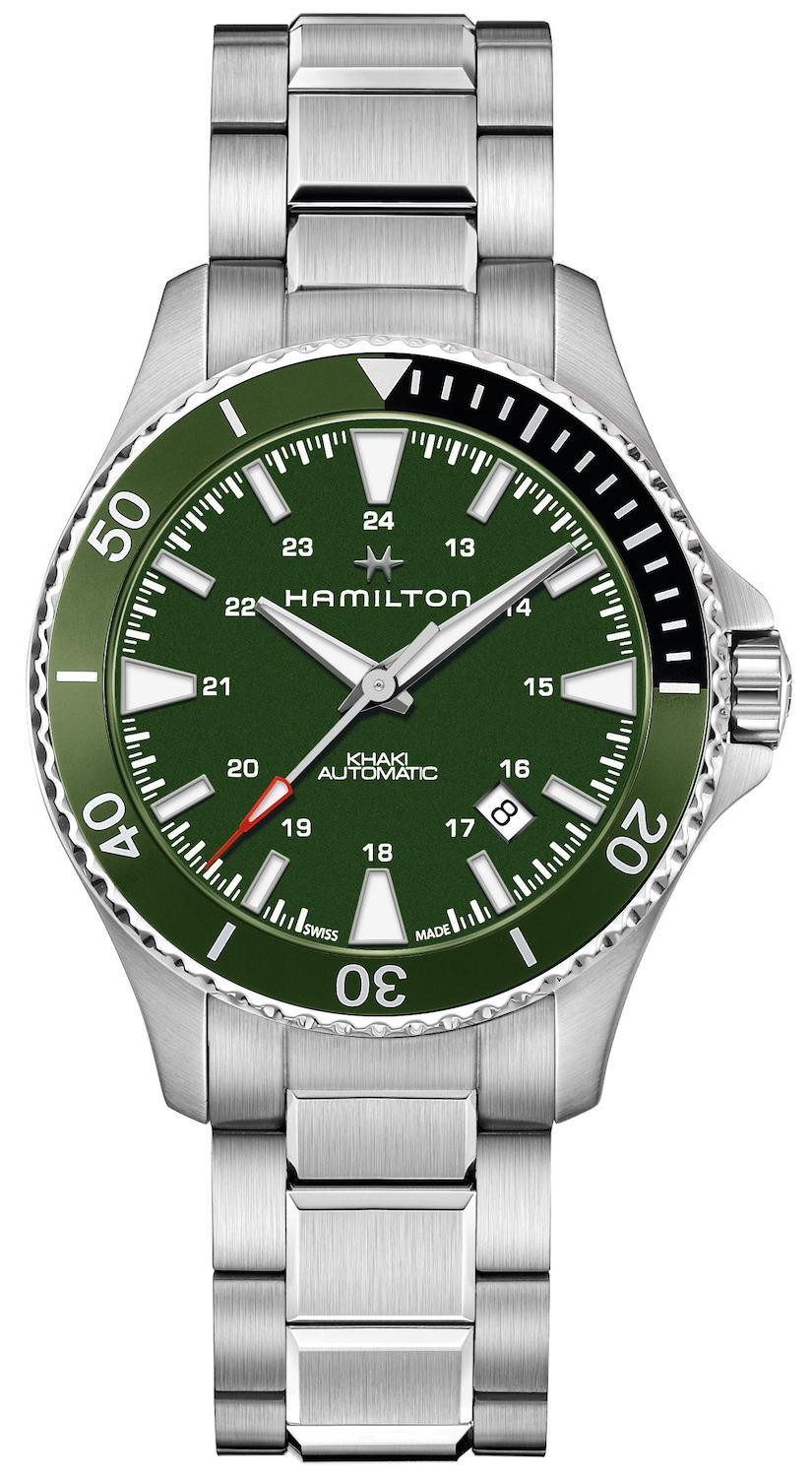 Gent Steel Bracelet Green Dial Navy Scuba Automatic Hamilton