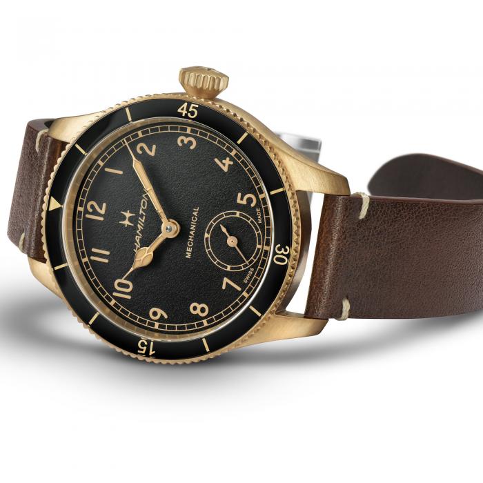 Gents Brown Strap Khaki Aviation Pilot Pioneer Bronze Hamilton