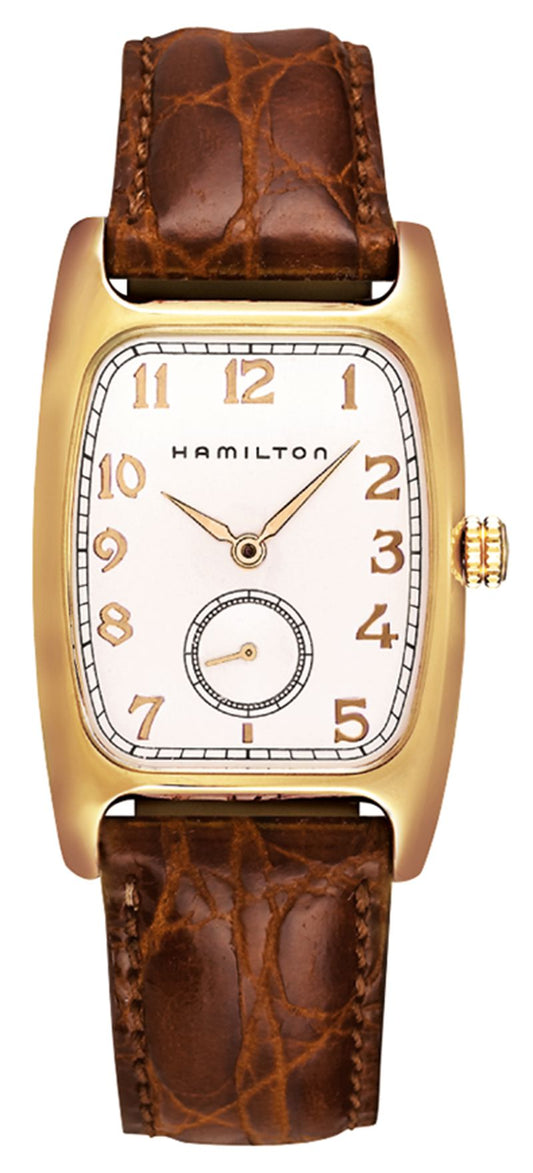 Gents Rolled Gold Bezel Boulton Hamilton With Brown Leather