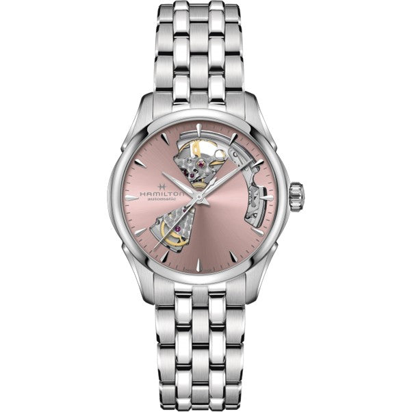Ladies Hamilton Stainless Steel Pink Open Heart Watch
