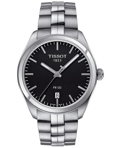Gents Stainless Steel Bracelet Black Dial Pr100 Tissot Watch