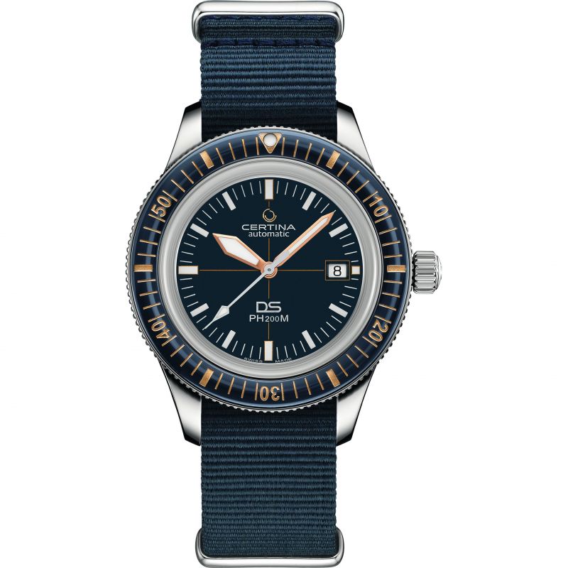 Gents Steel Blue Cloth Strap Blue Dial Ds Ph200m Certina