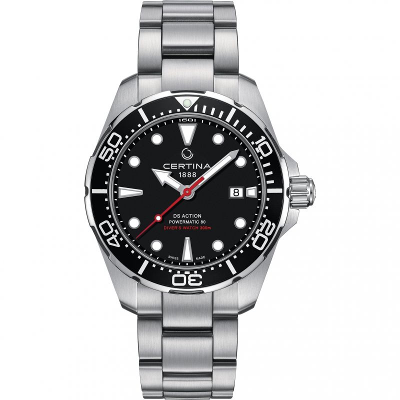 Gents Steel Bracelet Black Dial Ds-Action Divers Certina