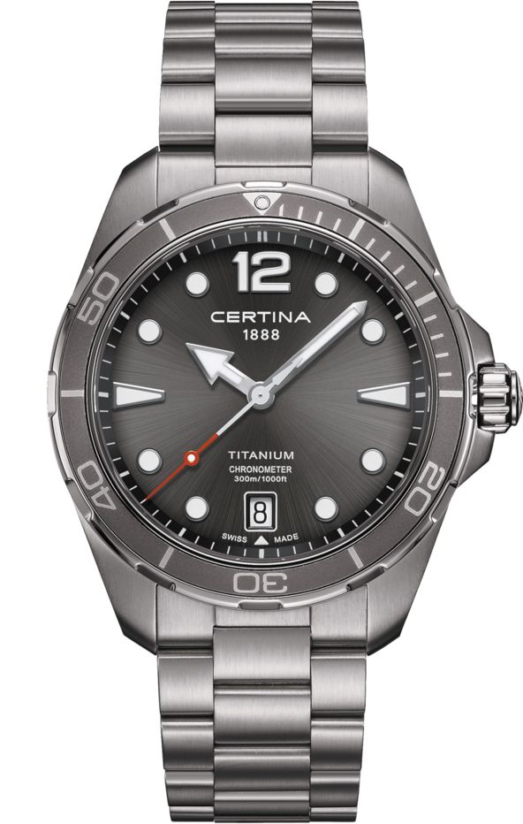 Gents Titanium Bracelet Grey Dial Chronometer Dsaction Certina
