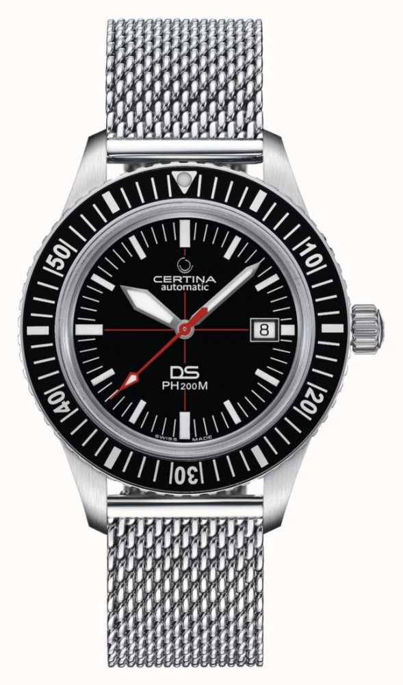 Gents Steel Mesh Bracelet Black Dial Ds Ph200m Certina