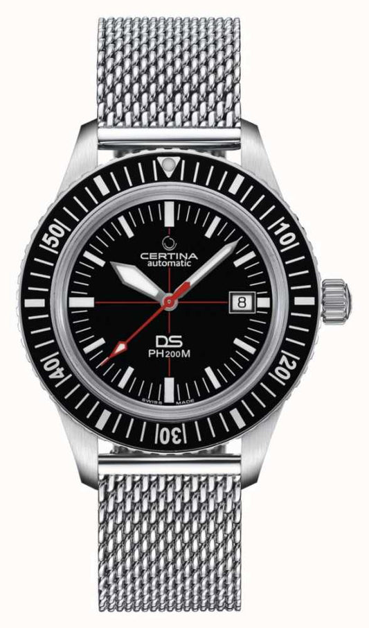 Gents Steel Mesh Bracelet Black Dial Ds Ph200m Certina