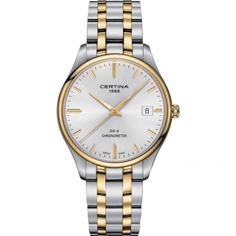 Gents Mixed Bracelet Silver Dial Date Ds-8 Chronometer Certina