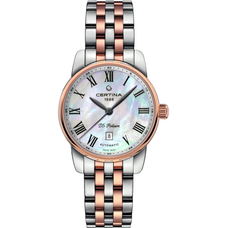 Ladies Mixed Rose Bracelet White Diamond Dial Podium Certina