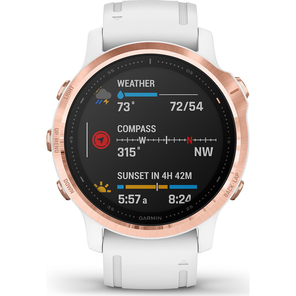 Fenix 6spro Black Dial With White Silicone Garmin Watch