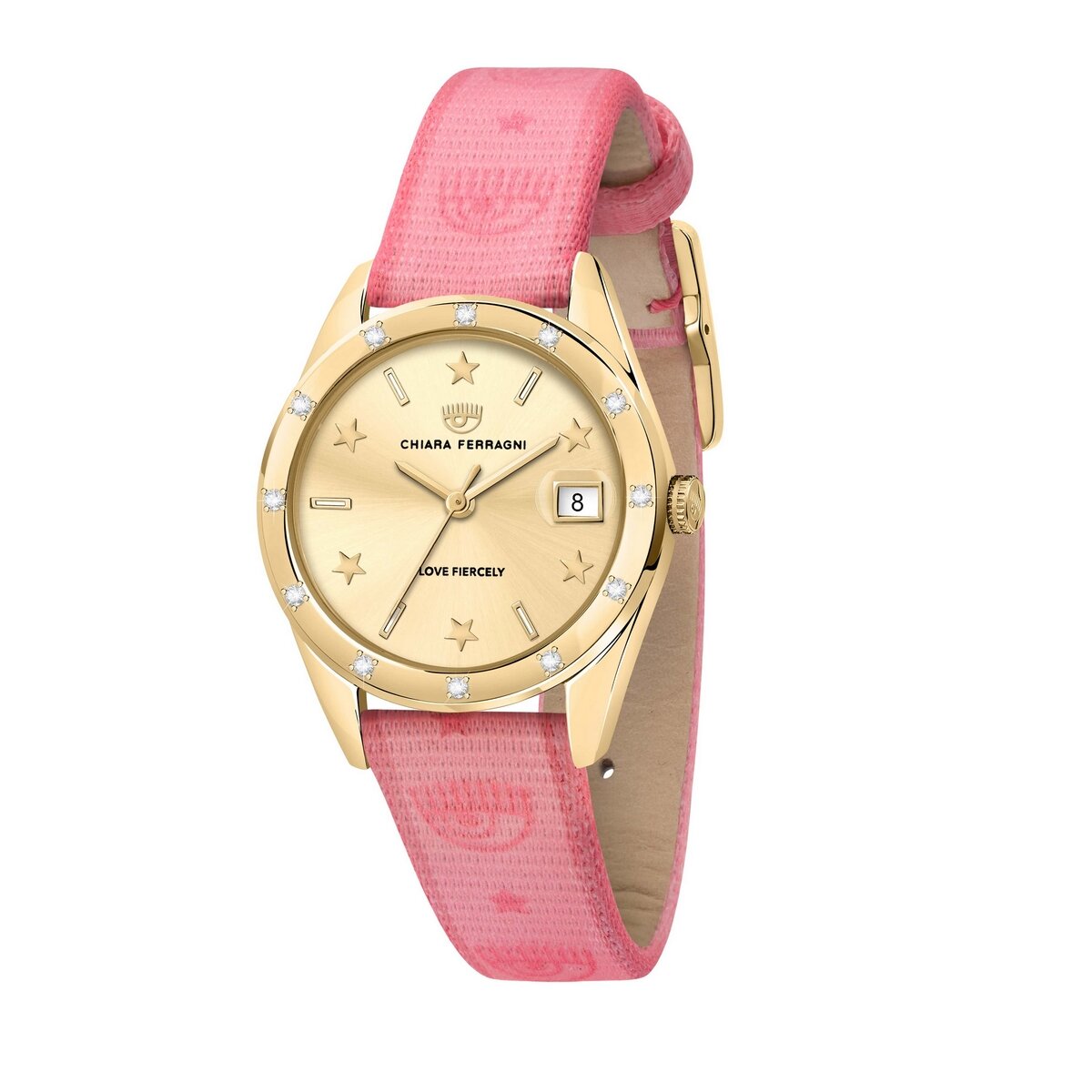 Ladies Rolled Gold Strap Chara Ferragni Watch With Pink Strap