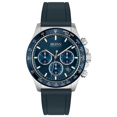 Gents Steel Black Strap Blue Dial Chronograph Hugo Boss Watch
